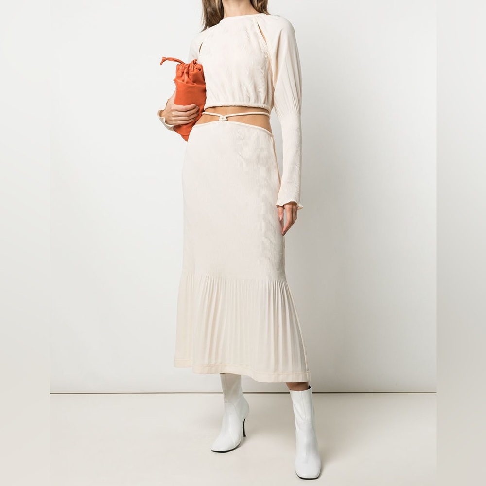 Jonathan Simkhai - Bowen Crepe Open-Back Plisse Top and Strappy Skirt - Size 12